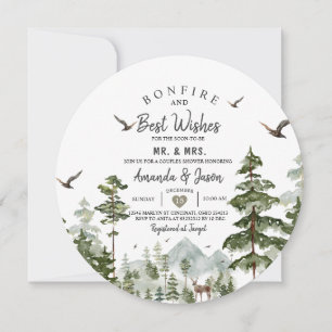 Invitation Pine de feu de bois Couple Douche