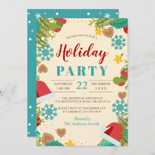 Invitation Pine de neige Arbre Turquoise Blue Holiday Party