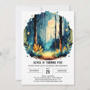 Invitation Pine Editable Aventure Woodland Anniversaire