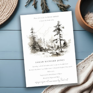 Invitation Pine Mountain Fête des mariées de croquis