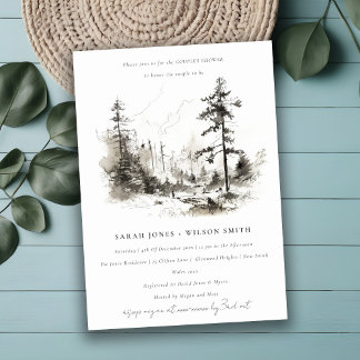 Invitation Pine Mountain Paysage Sketch Couples Douche