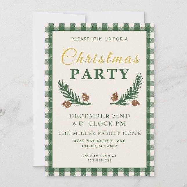 Invitation Pine Needle Lane Christmas Party - Deep Pine Green (Devant)