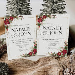 Invitation Pine Rustique Poinsettia Floral Mariage de Noël<br><div class="desc">Venez profiter de la chaleur et de la beauté de la saison des Fêtes avec notre Faire-part de mariage de Noël Floral Rustic Pine Poinsettia. Doté de poinsettias délicates et d'éléments en pin, cet élégant design allie charme rustique et gaieté festive, ce qui en fait l'invitation parfaite pour votre mariage...</div>