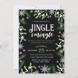 Invitation Pine Snowflakes Jingle & Mingle Christmas Party