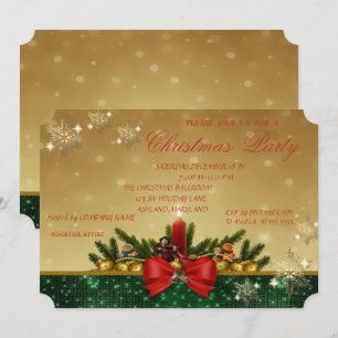 Invitation Pine Tree, Bougie rouge, Bow, Fête de Noël de l'en