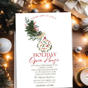 Invitation Pine Tree Branch, Ball Holiday Open House