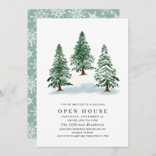 Invitation Pine Tree Christmas Holiday Open House