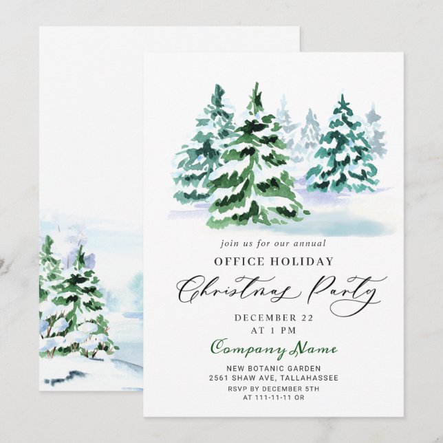 Invitation Pine Tree Corporate Noël (Devant / Derrière)
