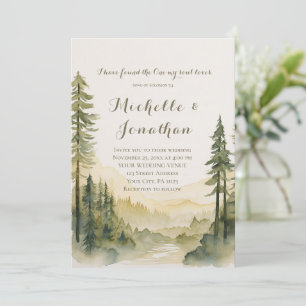 Invitation Pine Tree Forest Art Bible Verse Mariage chrétien