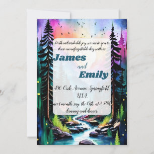 Invitation Pine Tree Forest Russe Aquarelle Mariage à thème