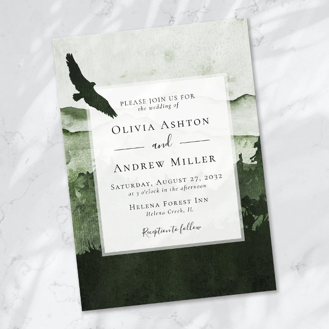 Invitation Pine Tree Forest Rustique thème Aquarelle Mariage (Créateur téléchargé)