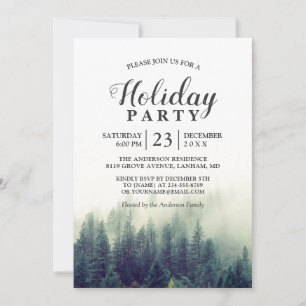Invitation Pine Tree Forest Woodland Fête des Vacances