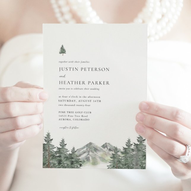 Invitation Pine Tree Mountain Forest Mariage (Créateur téléchargé)