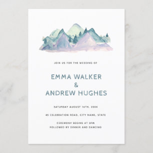 Invitation Pine Tree Mountains Nature Woodland Green Mariage