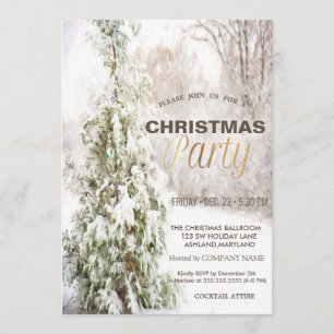 Invitation Pine Tree Snow Corporate Noël