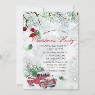 Invitation Pine Tree Succursales Red Truck Company Party