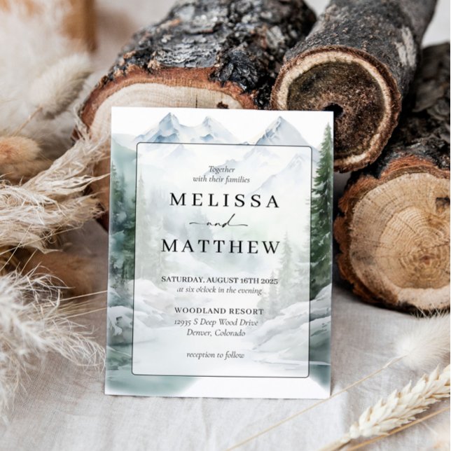 Invitation Pine Tree Watercolor (Créateur téléchargé)