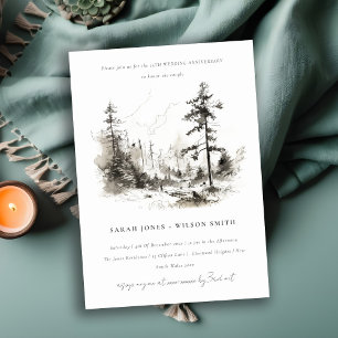 Invitation Pine Woods Paysage Croquis Mariage Anniversaire