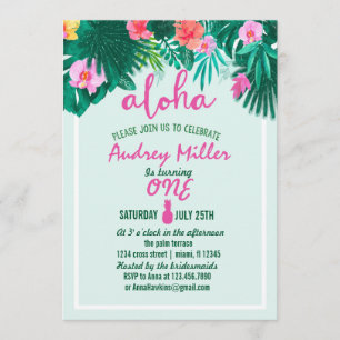 Invitation PINEAPPLE ALOHA fleur tropicale Anniversaire