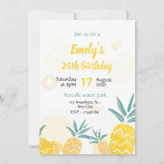 Invitation Pineapple Birthday invitaton Template bday invite 