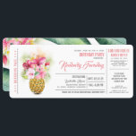 Invitation Pineappy Beach Boarding Pass Billet Anniversaire<br><div class="desc">Vase d'ananas floral ensoleillé plage tropicale carte d'embarquement pour fête d'anniversaire - invitations</div>