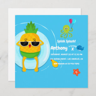 Invitation Pineappy Été Splish Splash Anniversaire de enfant 
