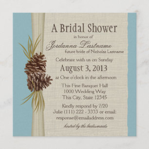 Invitation Pinecone et Burlap Look Fête des mariées