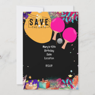 Invitation Ping Pong 40th Birthday Enregistrer la date