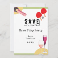 Ping Pong 40th Birthday with heart Save date