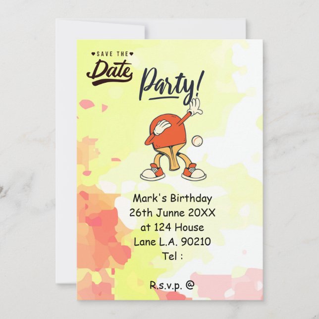 Invitation Ping Pong dabing Table Tennis party drôle     (Devant)