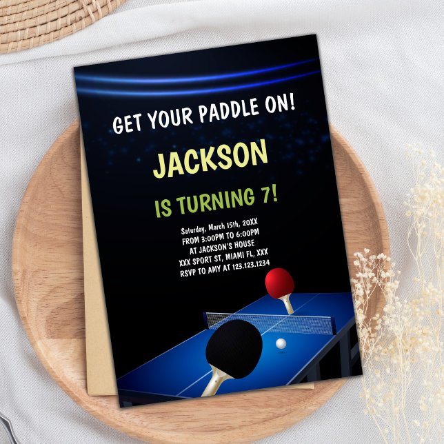 Invitation Ping Pong Party modifiable pour enfants (Table Ping Pong Birthday Invitations)