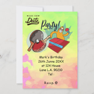 Invitation Ping Pong Table Tennis paresseux soirée 