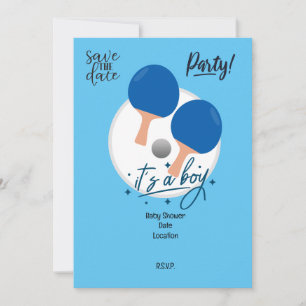 Invitation Ping Pong Table Tennis partie baby shower bleu