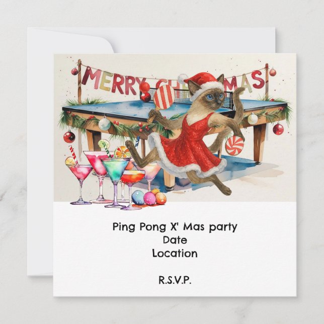 Invitation Ping Pong thème de Noël pour les Amoureux de les c (Devant)