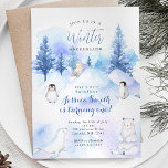 Invitation Pingouin Animal Hiver Onederland 1er anniversaire<br><div class="desc">Dreamy Winter Animal Forest Mountain Winter Onederland 1er anniversaire</div>