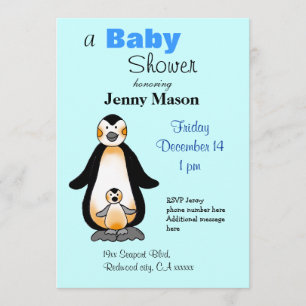 Invitation Pingouin de famille, baby shower