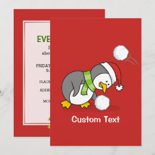 Invitation Pingouin de Noël avec boule de neige