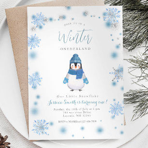 Invitation Pingouin d'hiver Flammes de neige en hiver