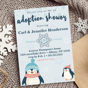 Invitation Pingouin mignon adoption bébé / douche pour enfant