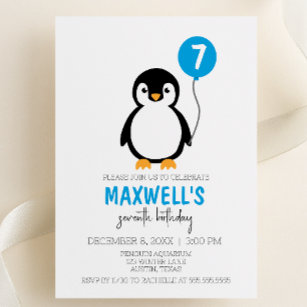 Invitation Pingouin minimaliste moderne fête d'anniversaire d