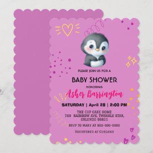 Invitation Pingouin mou mou mou mou Bel enfant baby shower