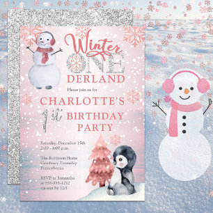 Invitation Pingouin Snowman Winter ONEderland 1er anniversa