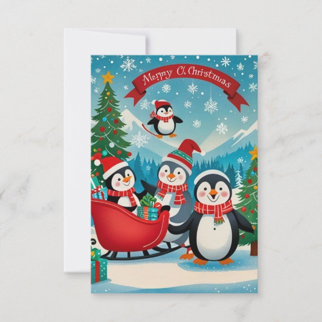 Invitation Pingouins adorables (Devant)