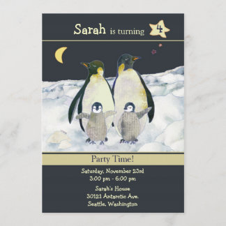 Invitation Pingouins fête d'anniversaire d'hiver