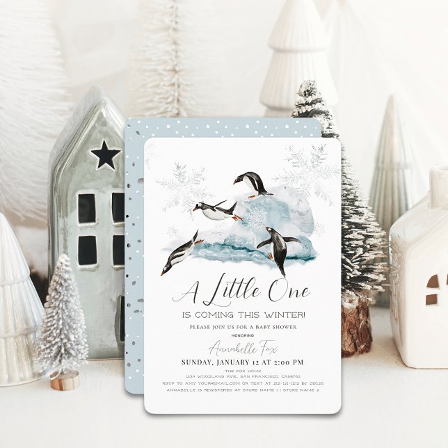 Invitation Pingouins Hiver Flocon de neige Baby shower Garçon (Créateur téléchargé)