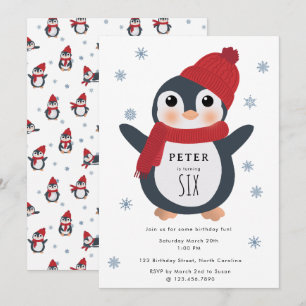 Invitation Pingouins mignons Oiseaux d'hiver Animaux de l'Arc