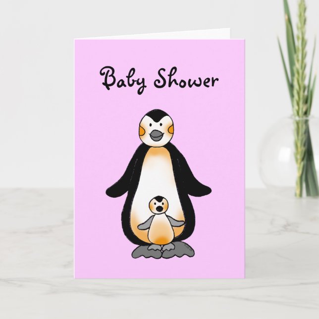 Invitation Pingouins papa/maman et bébé (Devant)