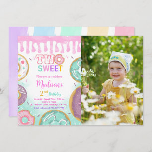 Invitation Pink 2e anniversaire Donut Party photo