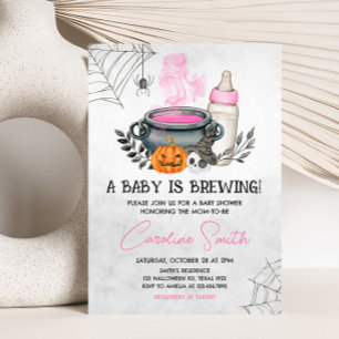Invitation Pink A Baby brasse le Baby shower d'Halloween