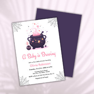 Invitation Pink A Baby brasse le Baby shower d'Halloween